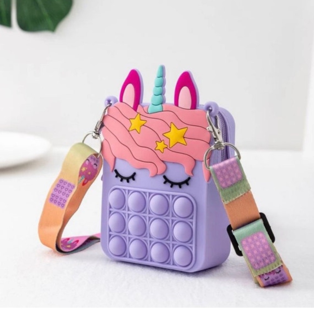 Purple Unicorn Fidget Popit Crossbody Bag